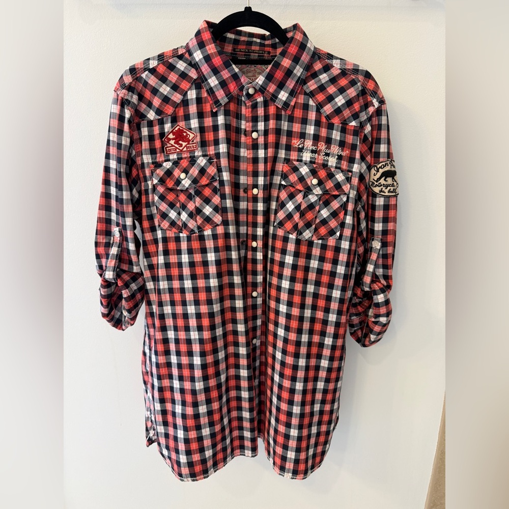 Men's Scotch and Soda Red and Black Plaid Shirt